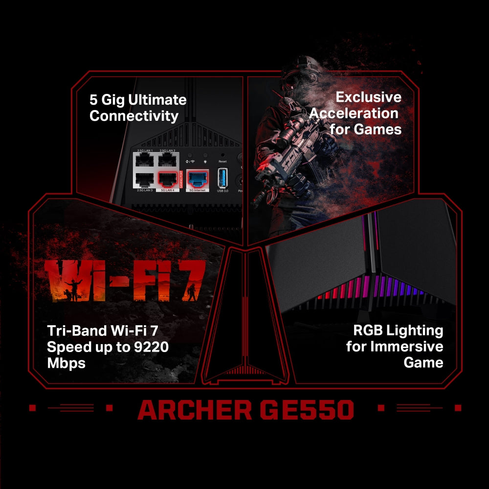 TP-LINK ARCHER GE550 Routeur Gaming WiFi 7 BE9300 tri-bande TP-LINK ARCHER GE550 Routeur Gaming WiFi 7 BE9300 tri-bande