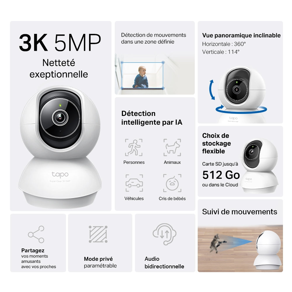 TP-Link Tapo C230 – Caméra WiFi intérieure 3K 5MP TP-Link Tapo C230 – Caméra WiFi intérieure 3K 5MP
