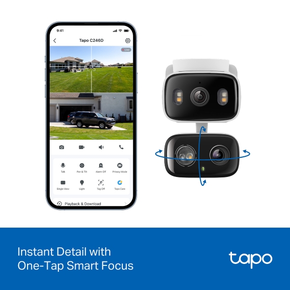 TP-LINK TAPO C246D – Caméra WiFi IA Double Optique 2K Indoor/Outdoor